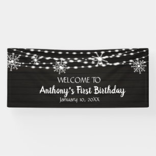 Rustic Yet Dreamy Winter Wonderland First Birthday Banner