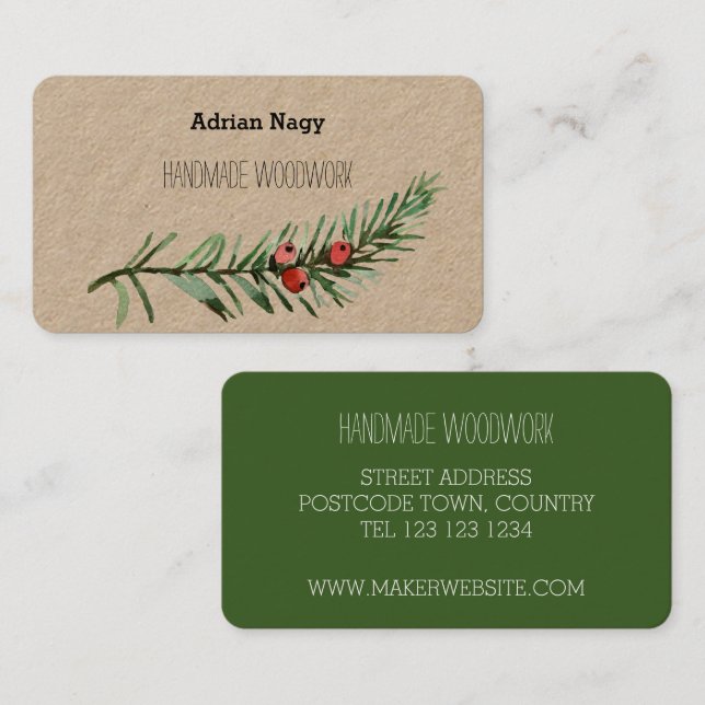 Rustic Yew tree branch business card (Front/Back)