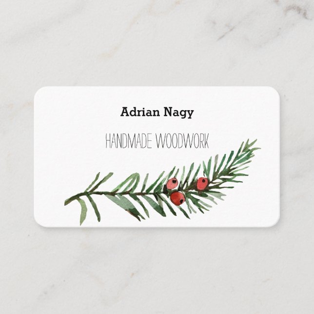 Rustic Yew tree branch business card (Front)