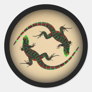 Rustic Yin Yang Lizards Classic Round Sticker