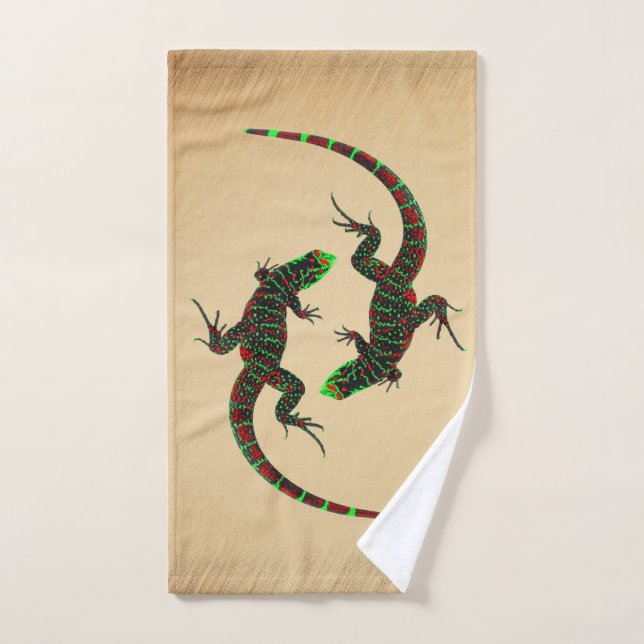 Rustic Yin Yang Lizards Hand Towel (Hand Towel)
