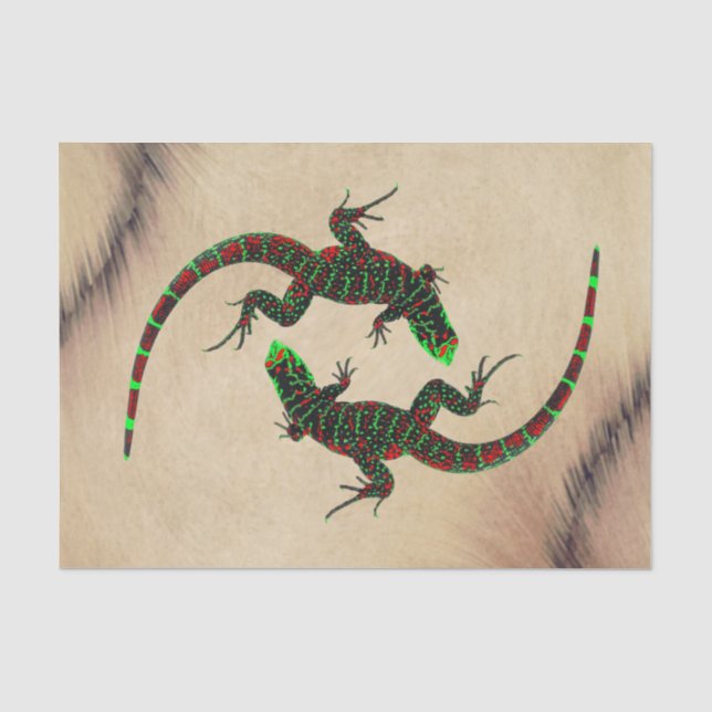 Rustic Yin Yang Lizards Tissue Paper (Front)