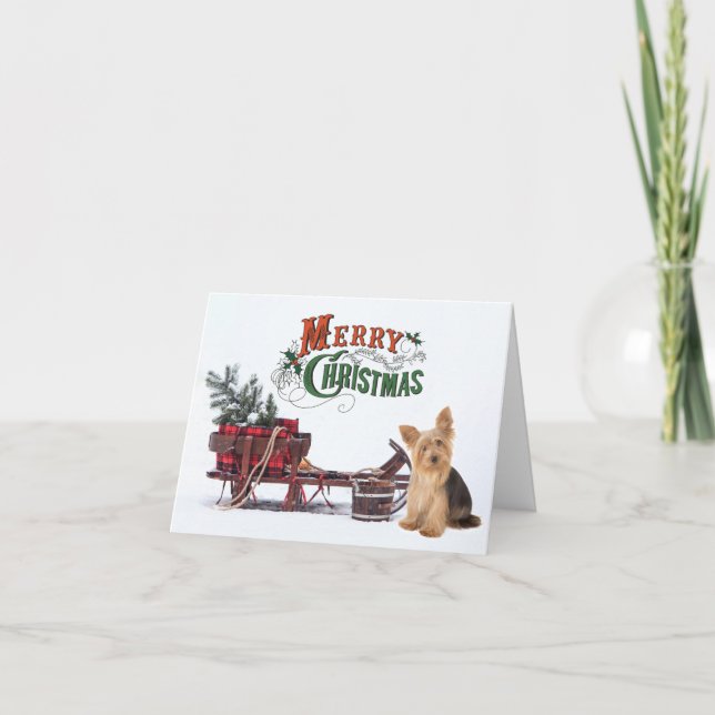 Rustic Yorkie Christmas Card (Front)