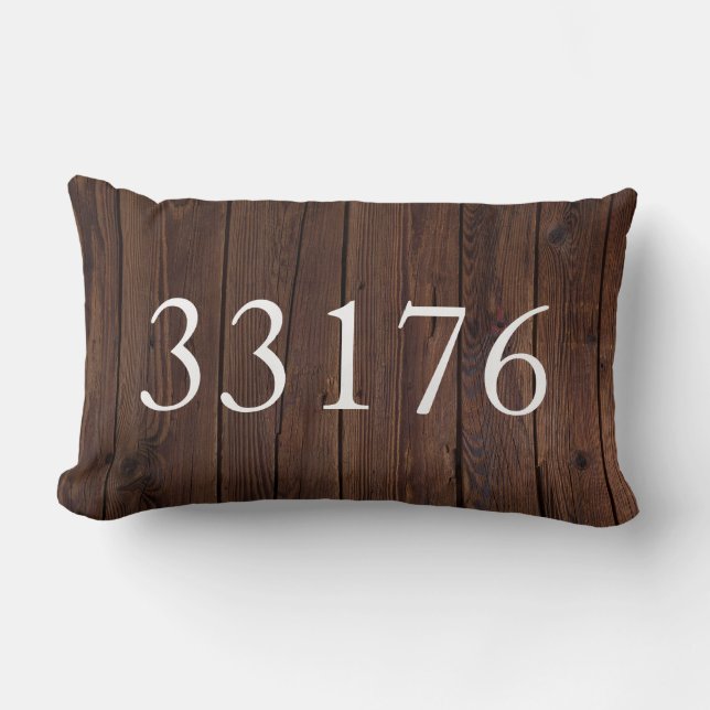Rustic Zip Code for the Just Married Couple Lumbar Cushion (Front)