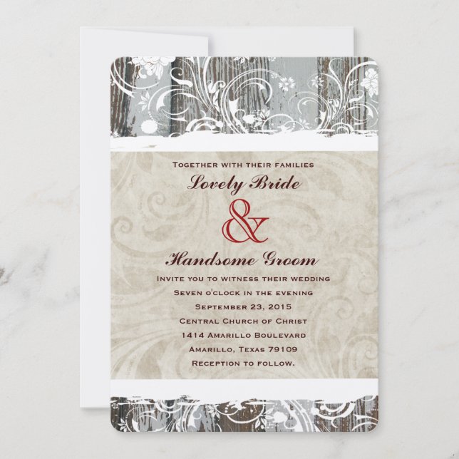 Rusticana Wood Parchment Wedding Invitations (Front)