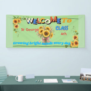 Rusticsea green Sunflower Teacher Classroom Welc Banner