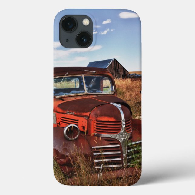 Rusting orange Dodge truck with abandoned farm Case-Mate iPhone Case (Back)