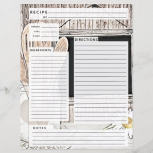 Rustlic Country Burlap Recipe Insert