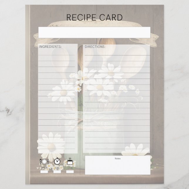Rustlic Country Recipe Insert (Front)
