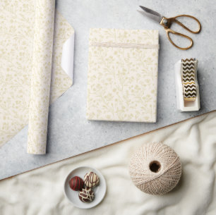 Rustling Blooms Golden Wheat - Neutral Wrapping Paper