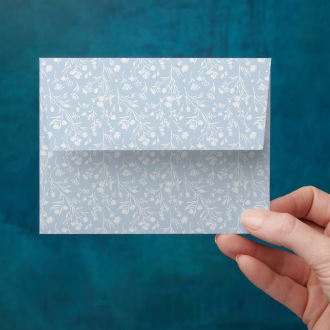 Rustling Blooms Neutral - Dusty Blue Envelope (Hand)