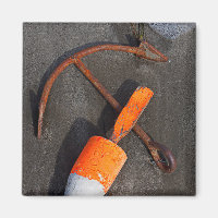 Rusty Anchor And Buoy On A Beach