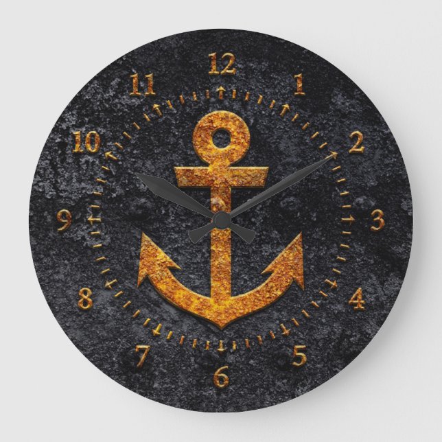 Rusty Anchor Large Clock (Front)