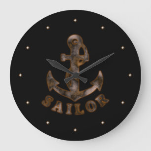 Rusty Anchor Large Clock