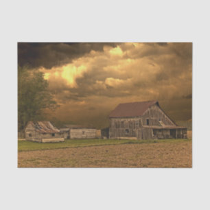 Rusty Barn Under Stormy Skies Tissue Paper