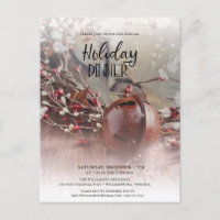 Rusty Bells Holly Berries Holiday Dinner  Invitati