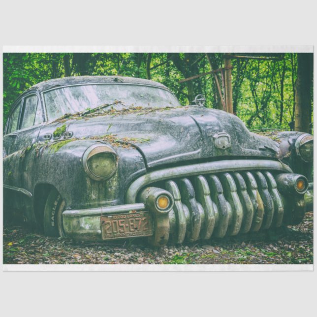Rusty Black Car Vintage 20x30  Decoupage Tissue Paper (Front)