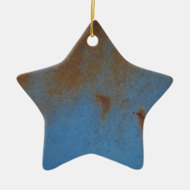 Rusty Blue background Ceramic Tree Decoration (Front)