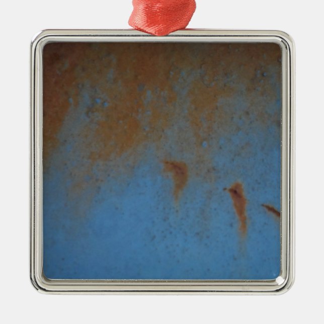 Rusty Blue background Metal Tree Decoration (Front)