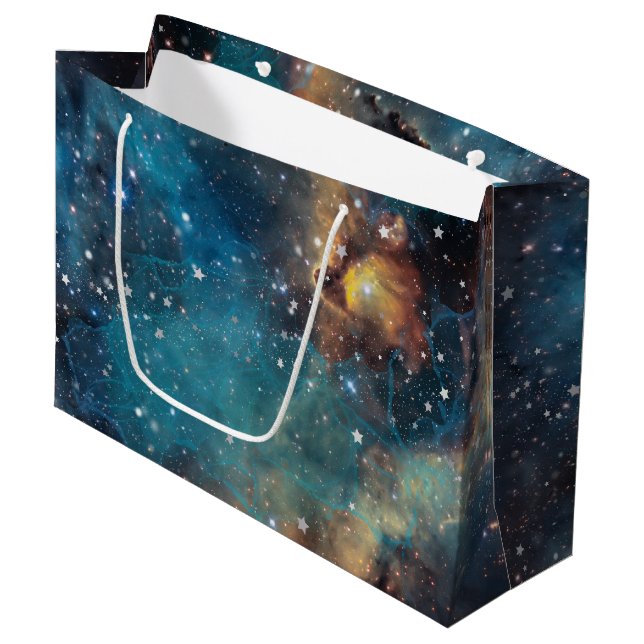 Rusty Blue Cloud Nebula Large Gift Bag (Front Angled)