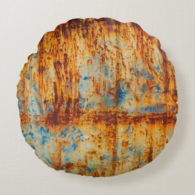 Rusty Blue Metal Texture Round Cushion (Front)