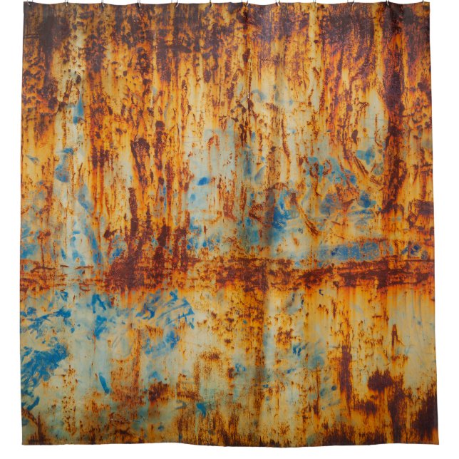 Rusty Blue Metal Texture Shower Curtain (Front)
