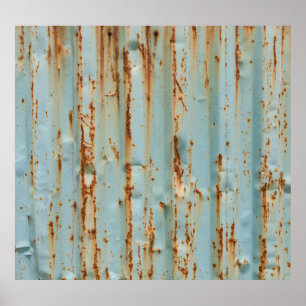 Rusty Blue Painted Metal Texture Poster