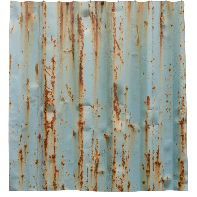 Rusty Blue Painted Metal Texture Shower Curtain (Front)