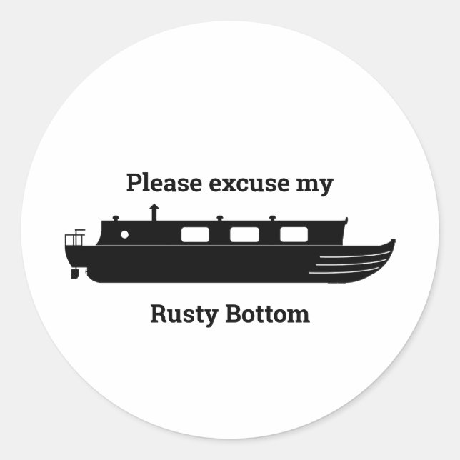 Rusty Bottom (blk) Classic Round Sticker (Front)