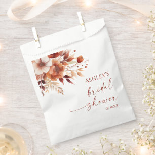Rusty Burgundy Brown Floral Flower Bridal Shower Favour Bags
