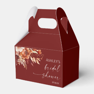 Rusty Burgundy Brown Floral Flower Bridal Shower Favour Box