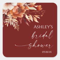 Rusty Burgundy Brown Floral Flower Bridal Shower