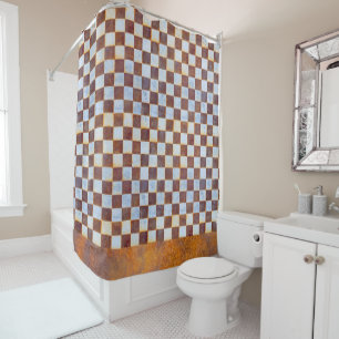 Rusty Checkers Industrial Grunge Shower Curtain