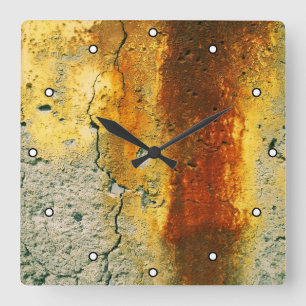 Rusty Concrete Urban Grunge with Dots Square Wall Clock