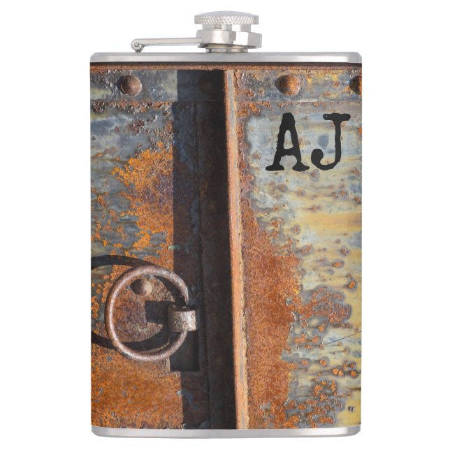 Rusty Door Custom Monogram Hip Flask (Front)