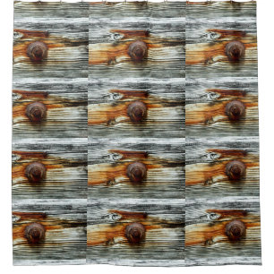 rusty driftwood grey boards pattern shower curtain