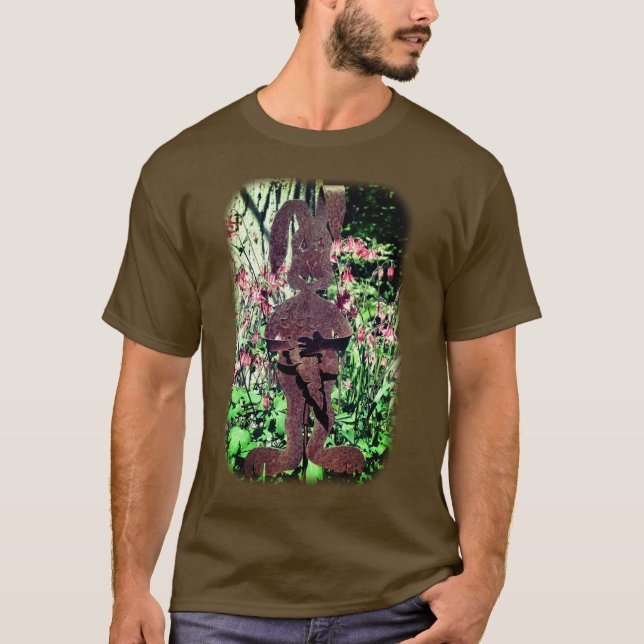 Rusty Flower Garden Rabbit Floral Nature  T-Shirt (Front)