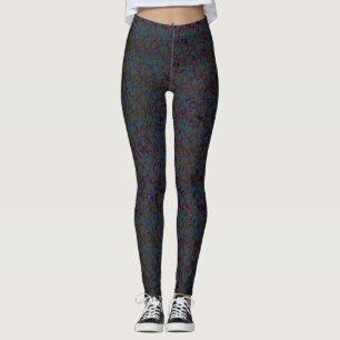 Rusty green crackle with flashy blue strokes leggings