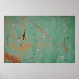 Rusty green weathered textured metal urban panel t poster