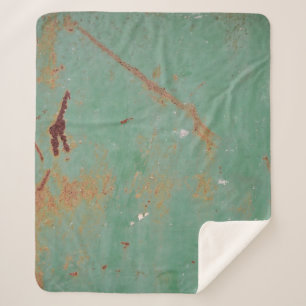 Rusty green weathered textured metal urban panel t sherpa blanket