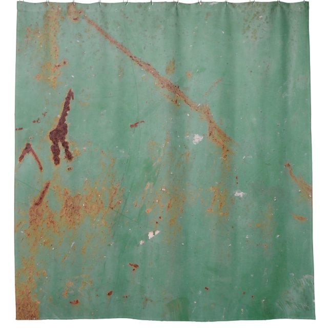 Rusty green weathered textured metal urban panel t shower curtain (Front)