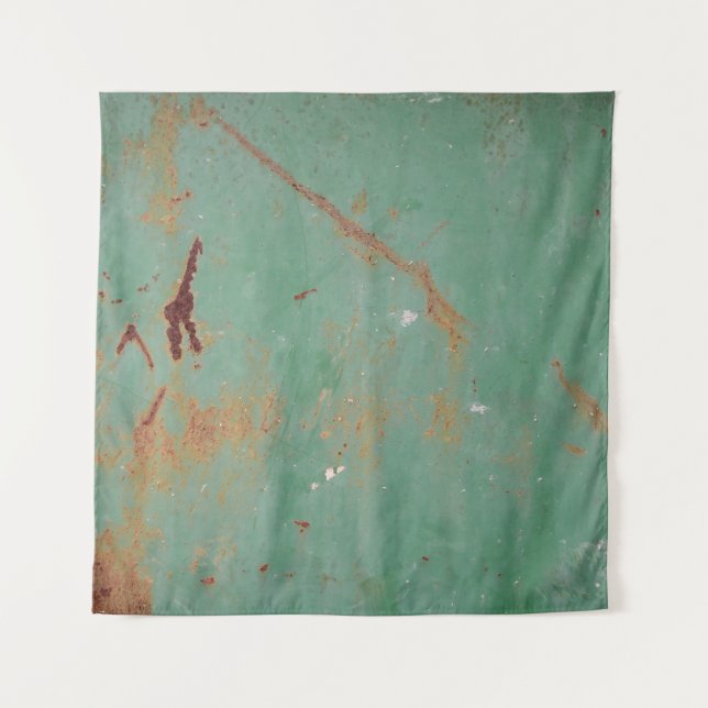 Rusty green weathered textured metal urban panel t tapestry (Front)