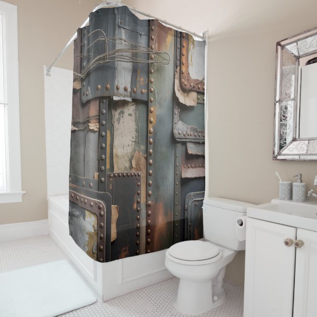 Rusty Grunge Metal Shower Curtain (In Situ)