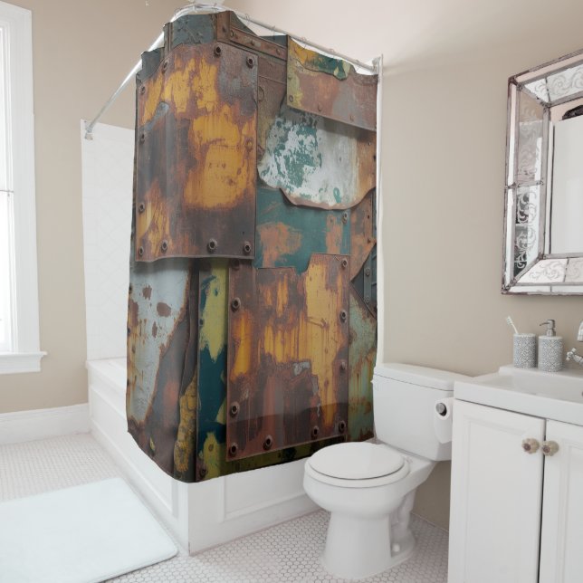 Rusty Grunge Metal Shower Curtain (In Situ)