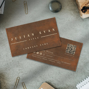 Rusty Iron Bold Stencil Typography Metal Business Card