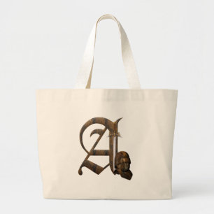 Rusty Knights Initial A Large Tote Bag