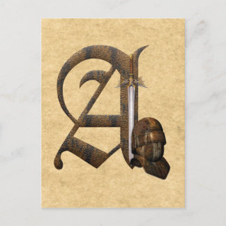 Rusty Knights Initial A Postcard