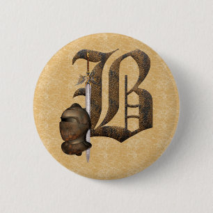 Rusty Knights Initial B 6 Cm Round Badge