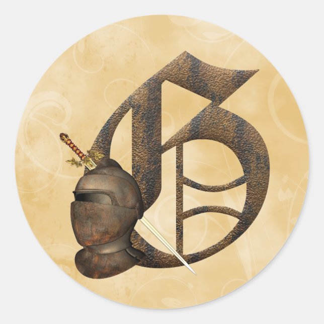 Rusty Knights Initial G Classic Round Sticker (Front)