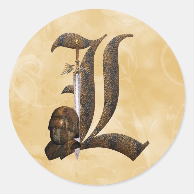Rusty Knights Initial L Classic Round Sticker (Front)